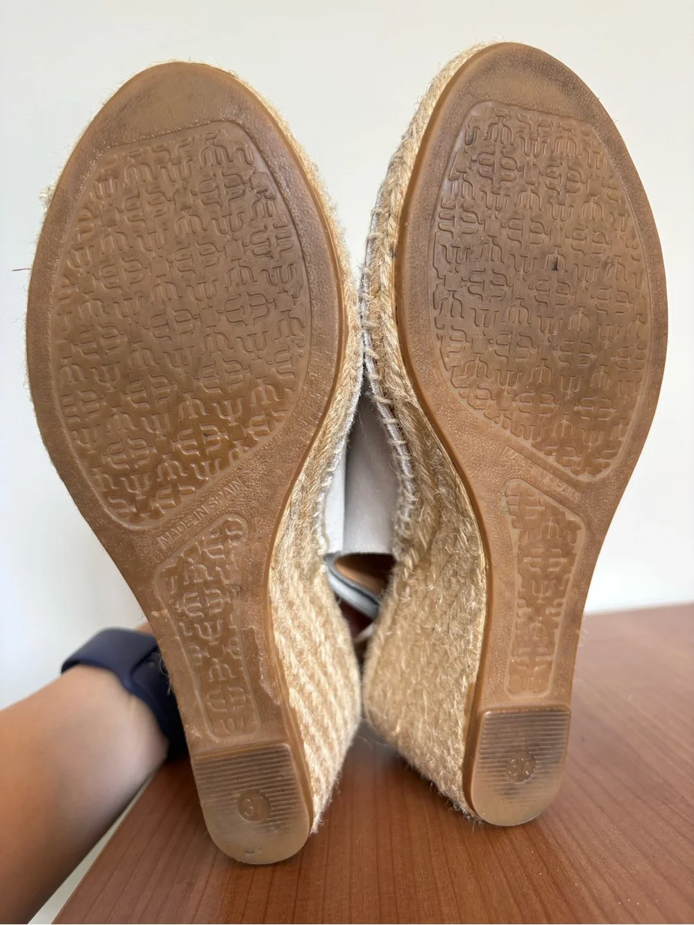 Anthropologie Maypol Taupe Grey Suede Espadrille Wedge Sandals Size EU 37